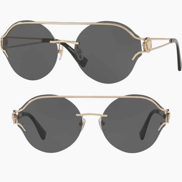 Versace Gold and Black Round Sunglasses - Picture 1 of 1
